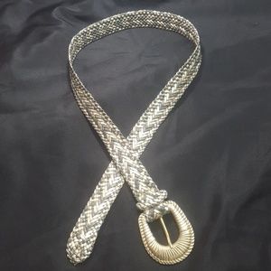 WOMEN'S BELT (S/M) 36" x 1-1/8" BRAIDED Gray Gold